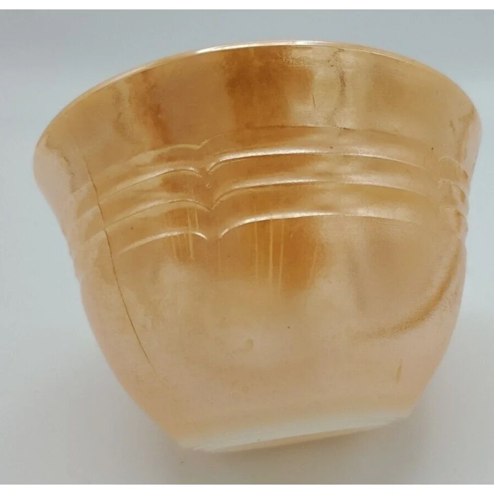 Vintage Fire King‎ Ware Lusterware Milk Glass Peach 3-Band Orange Coffee Tea Cup